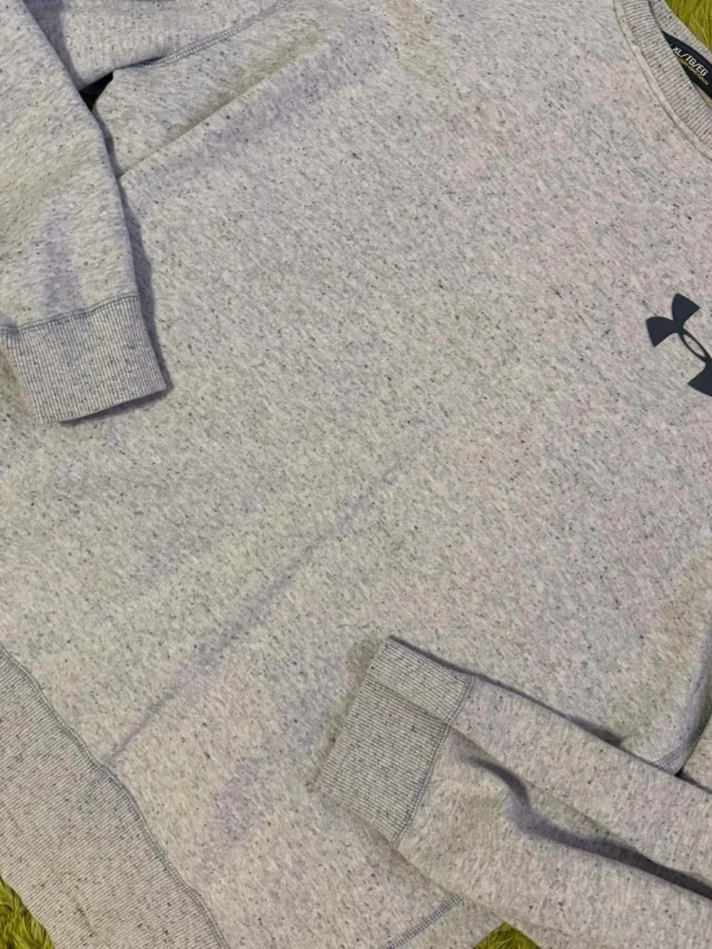 Under Armour Light Gray Crewneck Sweatshirt with Navy Logo